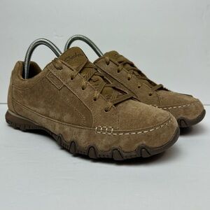 New Skechers Relax Fit Brown Leather Suede Cooled Memory Foam Shoes Womens Sz 7